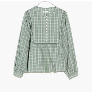 Madewell Plaid Bubble-Sleeve Top